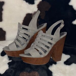 Guess Gray Platform Wedge Sandals